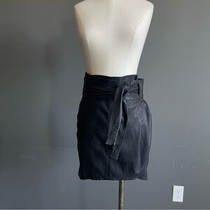 IRO Paris “Dallas” Black Lamb Leather Wrap Mini Skirt – Size 34